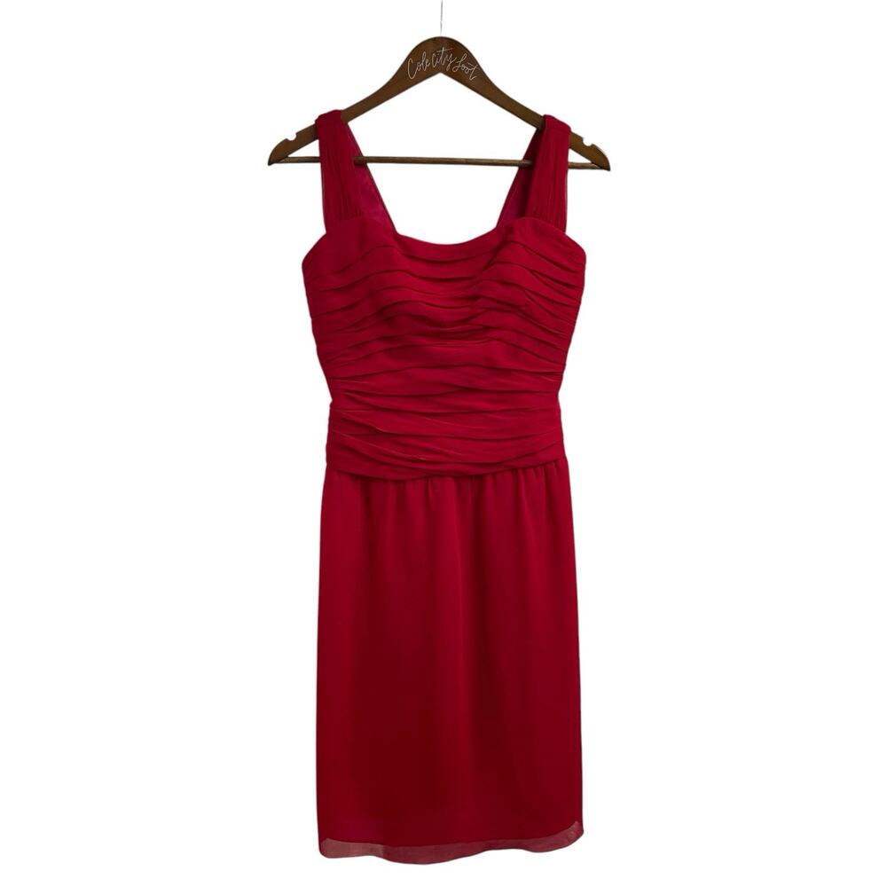 Vintage Red Party Dress Andrea Polizzi For Rex Lester Red Silk 8 Sheath USA